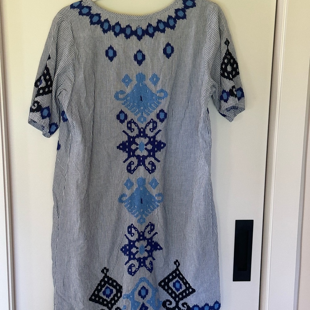 Blue Patterned Mini Dress - Picture 2 of 4